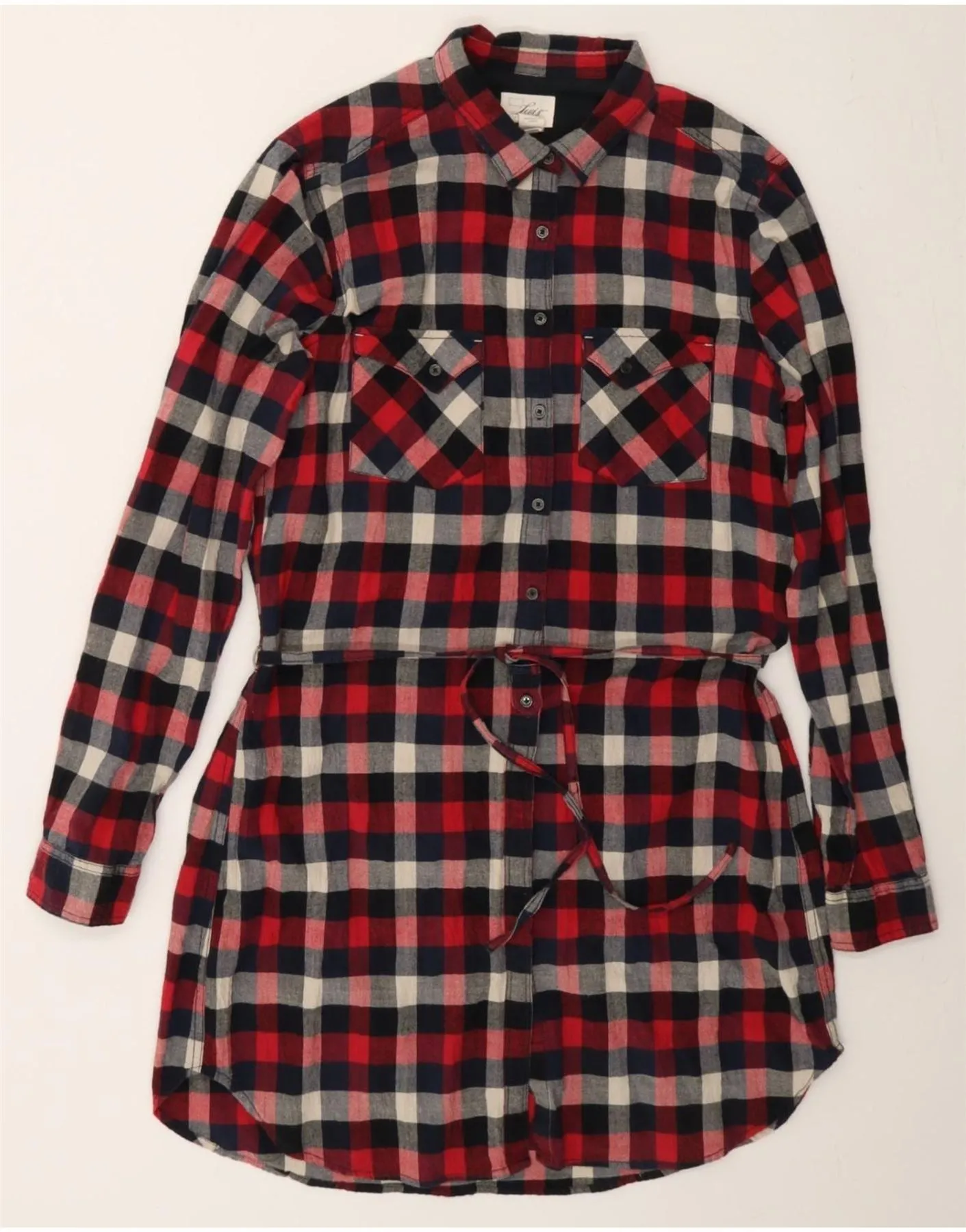 LEVI'S Womens Shirt Dress UK 14 Large Red Check Cotton Trendy Outfit