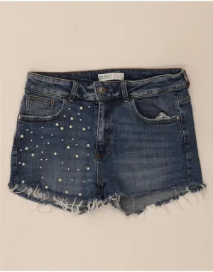 ZARA Womens Denim Shorts EU 36 Small W26 Blue Summer Camp Indoor Comfort