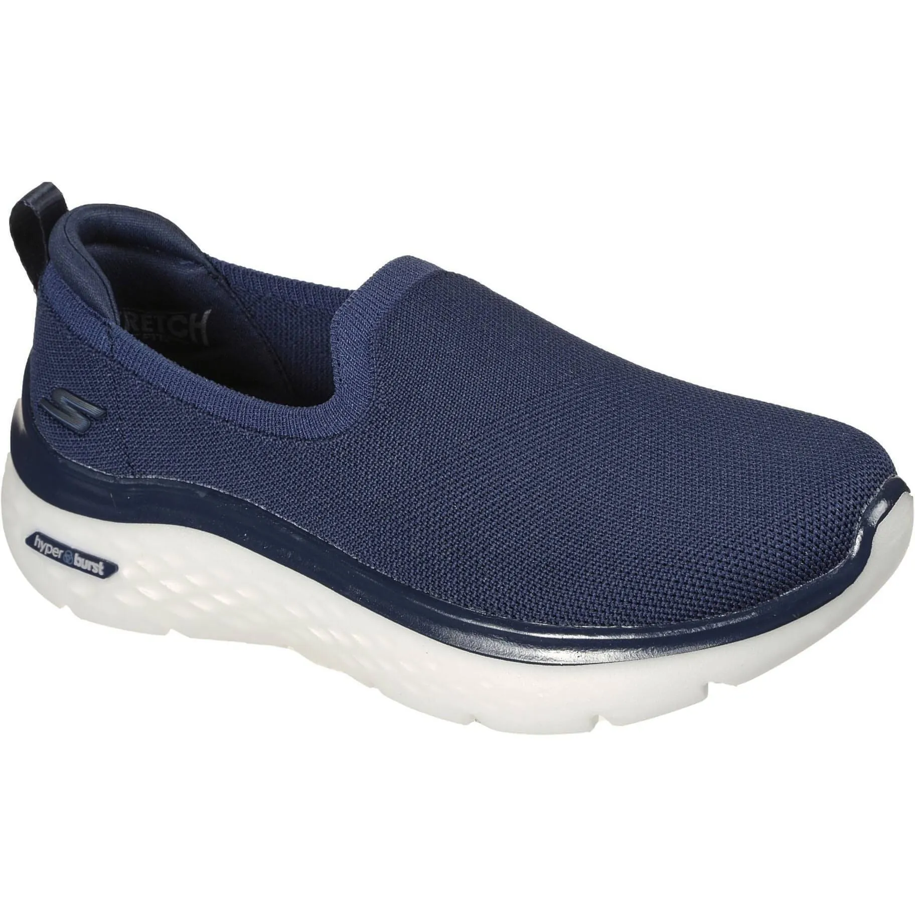Snow Grip Arch Stability Skechers GoWalk Hyper Burst Slip On Womens Walking Shoes - Navy