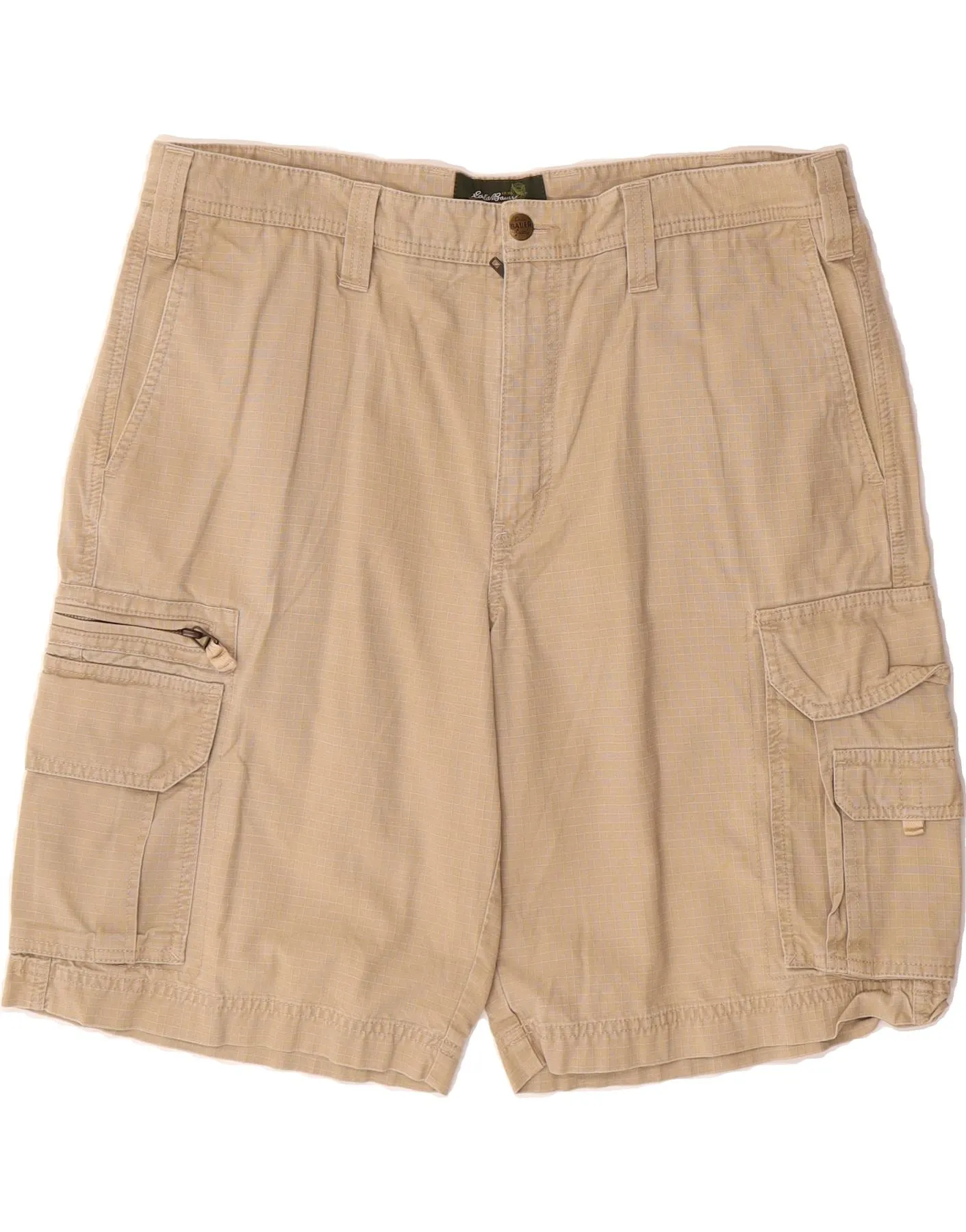 Everyday Feel All Season Wear EDDIE BAUER Mens Cargo Shorts W38 XL  Beige Gingham Cotton