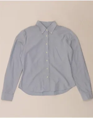 BENETTON Womens Shirt UK 16 Large Blue Cotton Checkered Look