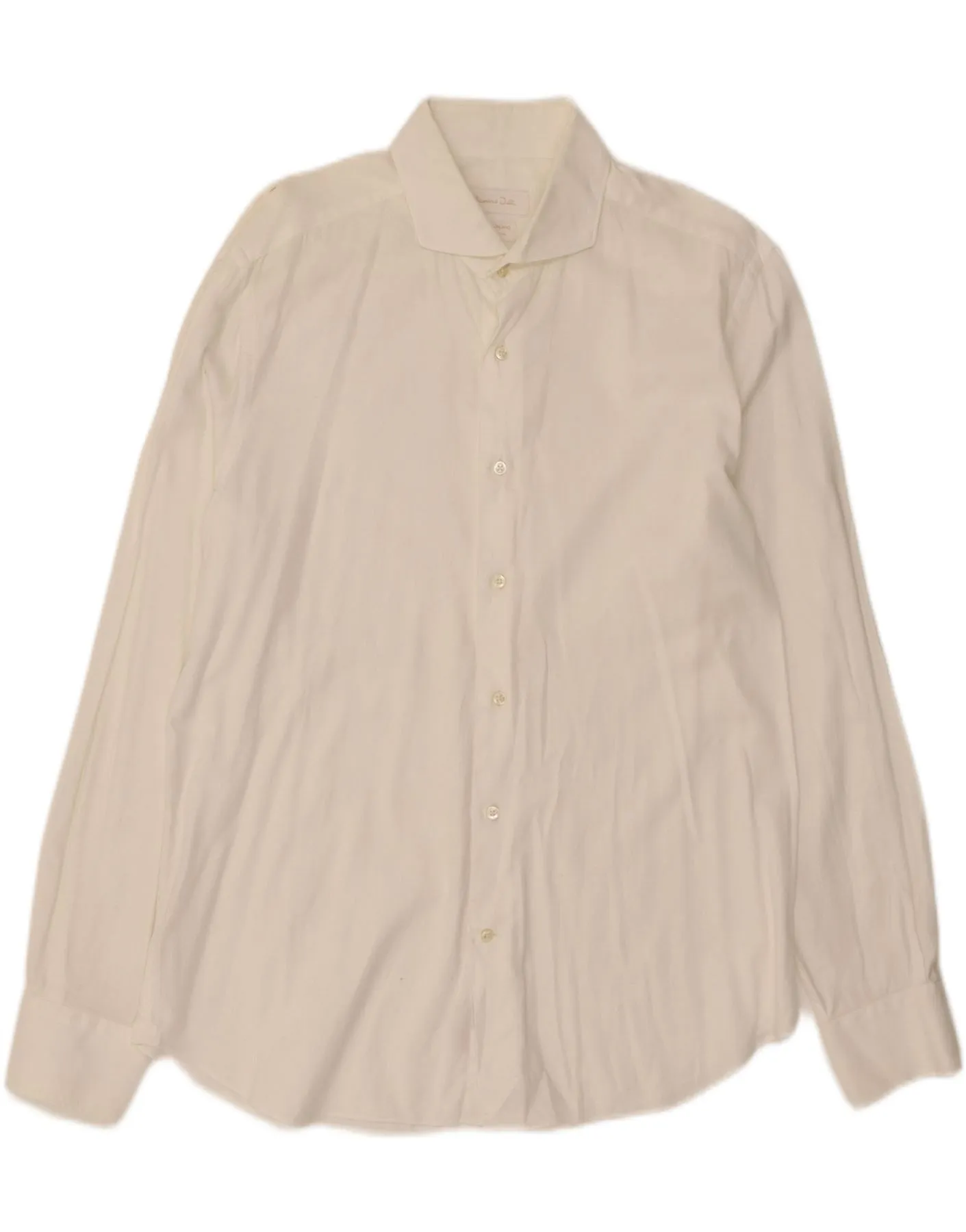 MASSIMO DUTTI Mens Shirt EU 44 XL White Laser Cut Edge Detail