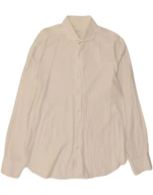 MASSIMO DUTTI Mens Shirt EU 44 XL White Laser Cut Edge Detail