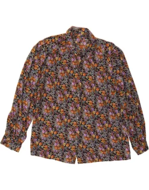 VINTAGE Womens Shirt UK 14 Medium Multicoloured Floral Solid Hue
