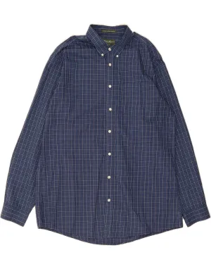 EDDIE BAUER Mens Shirt XL Blue Check Cotton Comfortable fit Matte Finish