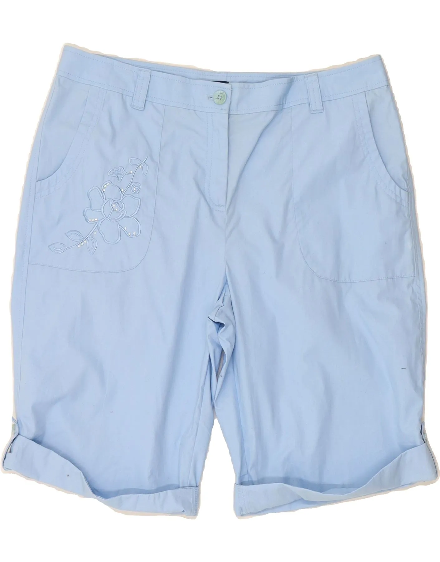 IZOD Womens Casual Shorts US 12 Large W36  Blue Cotton Pre Shrunk Cotton Blend Neutral Tone
