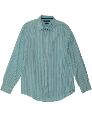 Luxury Feel formal dinner TOMMY HILFIGER Mens Shirt Large Blue Pinstripe Cotton