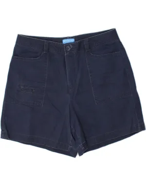 Solid Hue DOCKERS Womens High Waist Casual Shorts US 12 Large W32 Navy Blue Cotton
