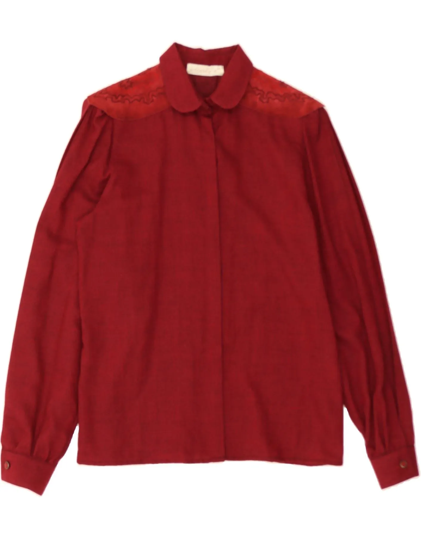 MARLY'S Womens Shirt Blouse IT 44 Medium Red Wool Smooth zipper closure Roomy Cut