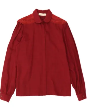 MARLY'S Womens Shirt Blouse IT 44 Medium Red Wool Smooth zipper closure Roomy Cut