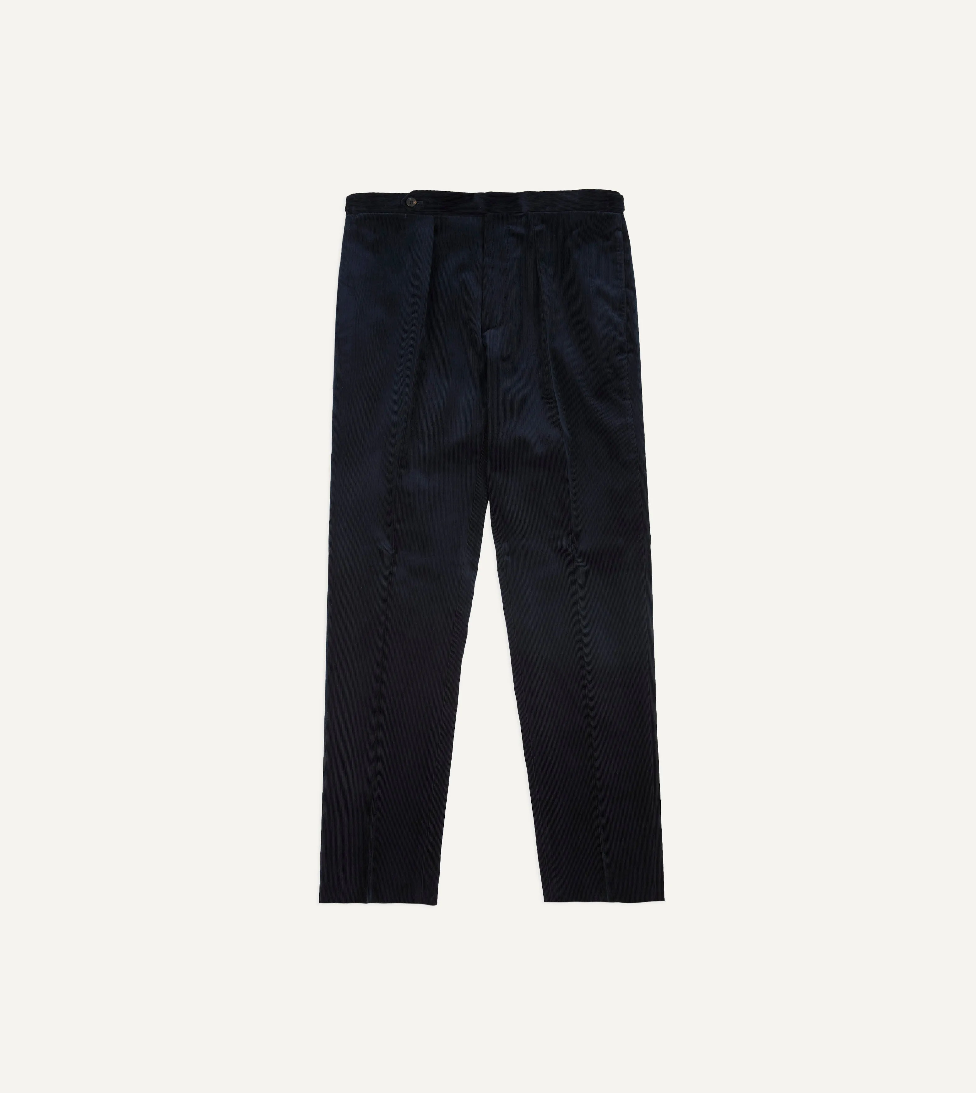 Sophisticated Design Navy Mid-Wale Corduroy Single Pleat Trouser