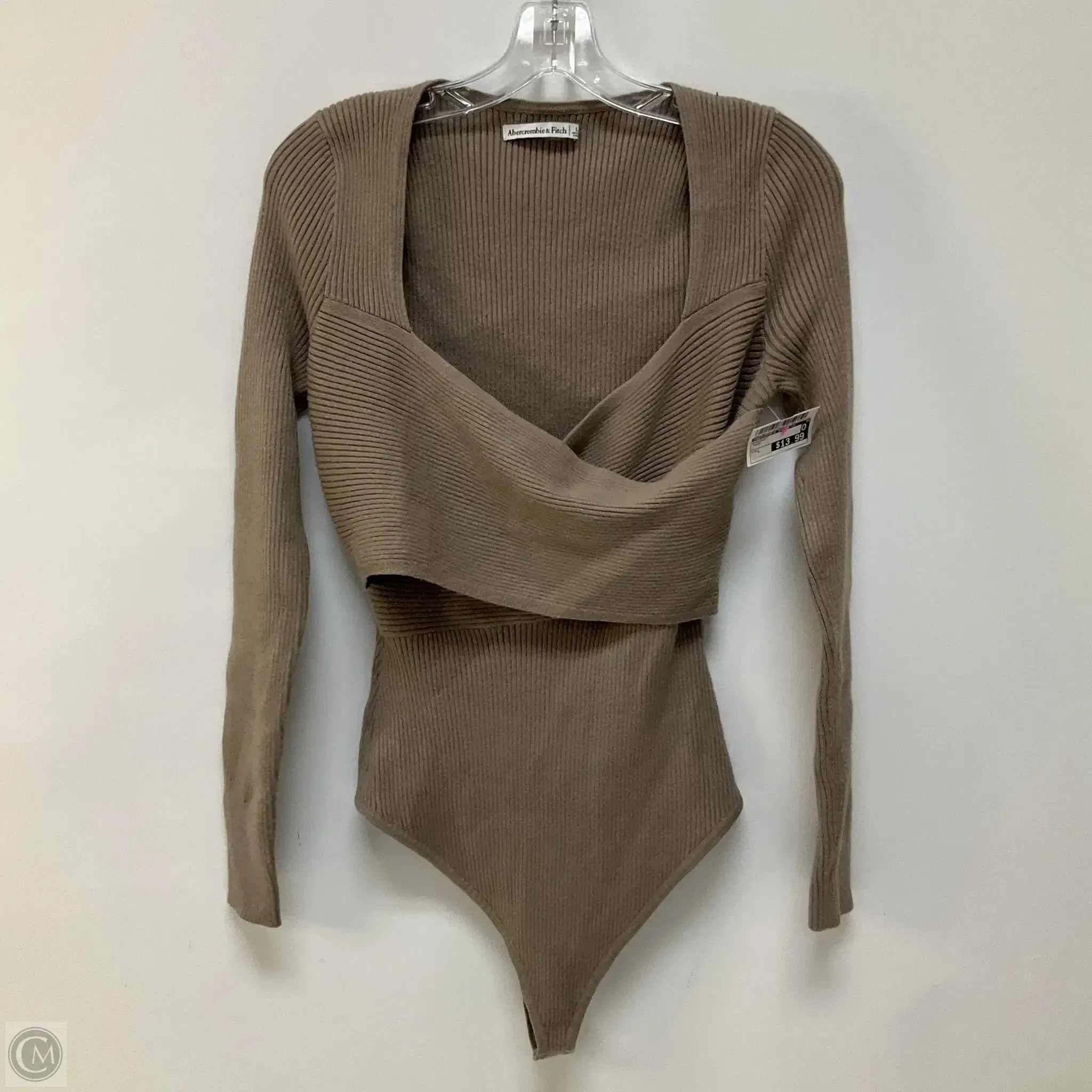 classic bodysuit zipper bodysuit Bodysuit By Abercrombie And Fitch In Taupe, Size: L