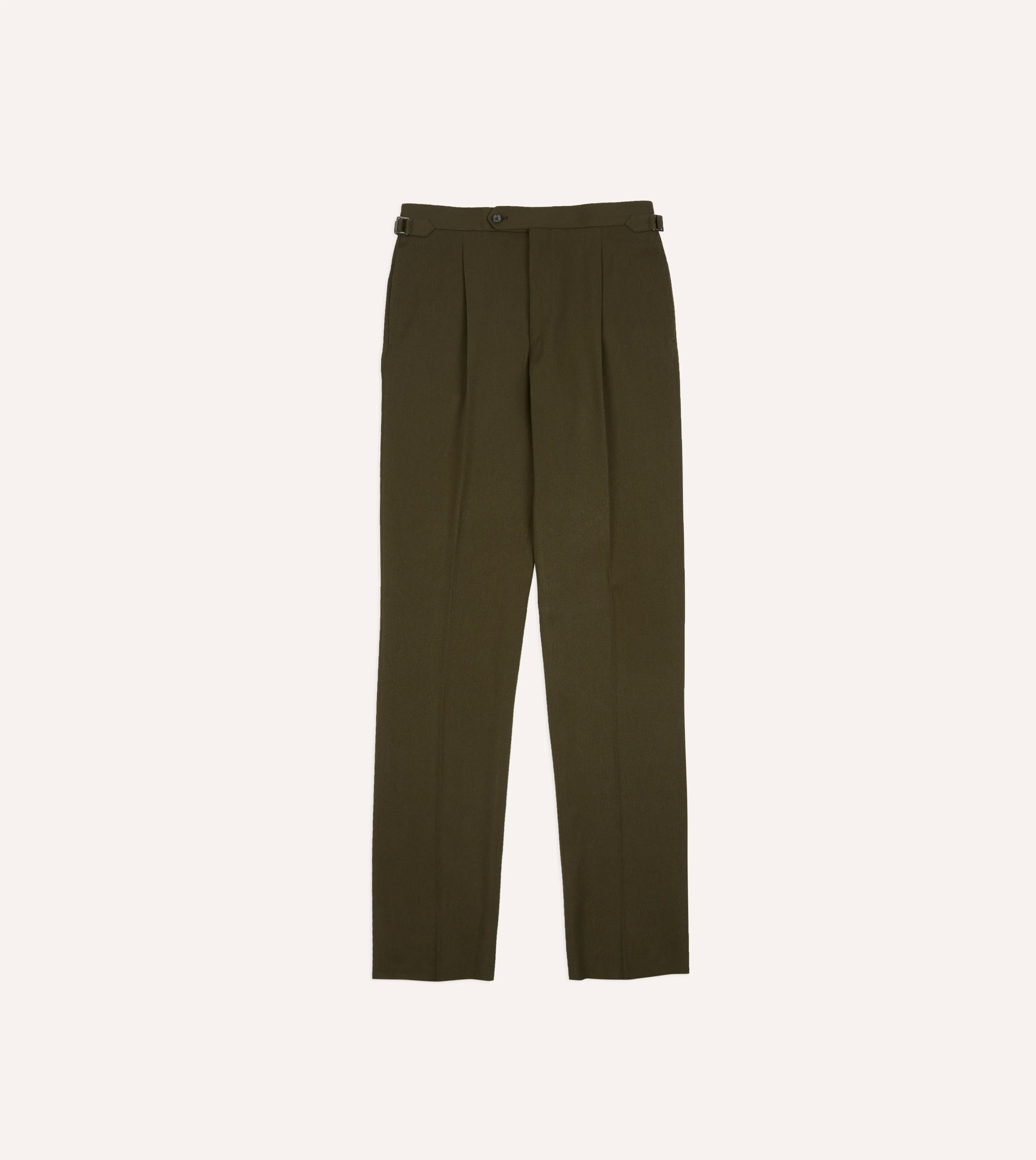 Refined Comfort Refined Style Olive Wool-Cotton Single Pleat Trouser