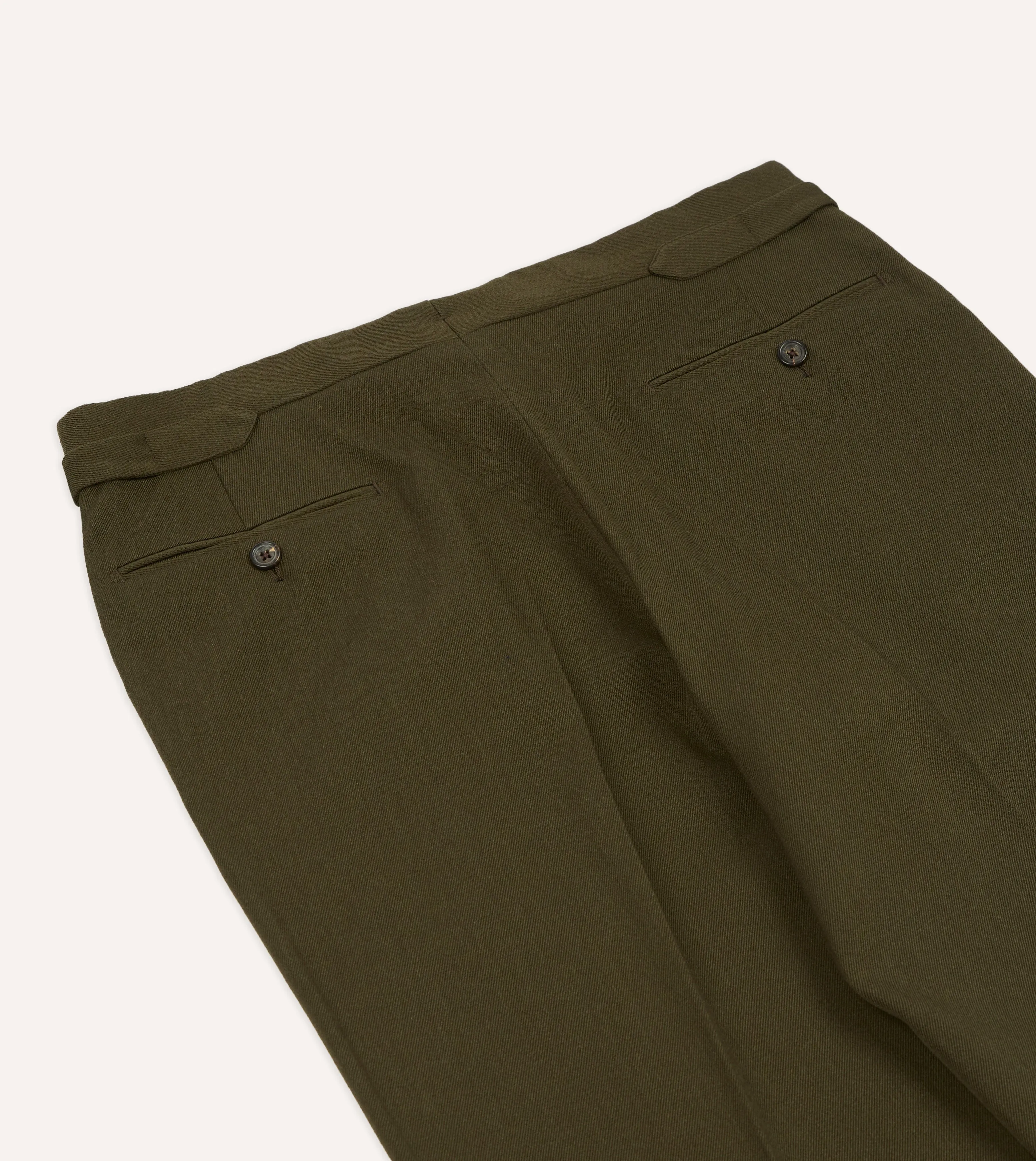 Olive Wool-Cotton Single Pleat Trouser Tailored Wear Tailored Work Fit