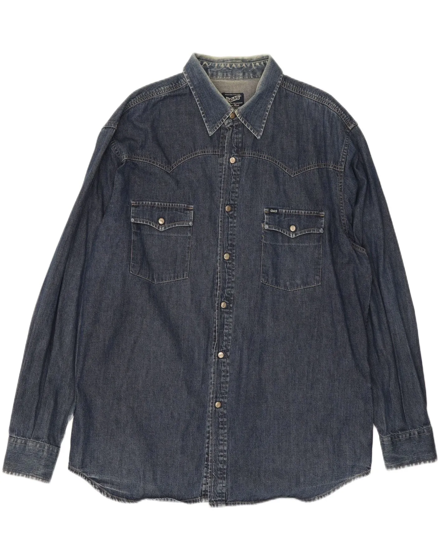 Lightweight Feel GAS Mens Denim Shirt 2XL Navy Blue Cotton