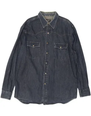 Lightweight Feel GAS Mens Denim Shirt 2XL Navy Blue Cotton