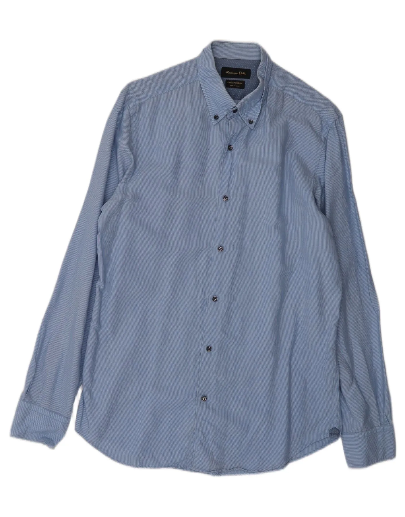 MASSIMO DUTTI Mens Shirt Medium Blue Pinstripe Cotton Quick Release Cuffs
