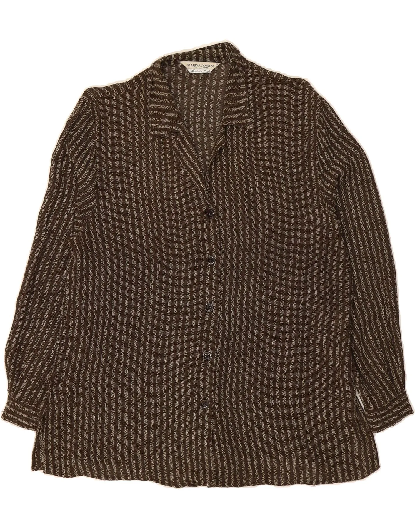 MARINA RINALDI Womens Shirt Size 21 Medium Brown Striped Versatile Look