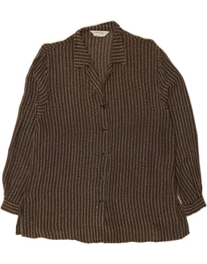 MARINA RINALDI Womens Shirt Size 21 Medium Brown Striped Versatile Look