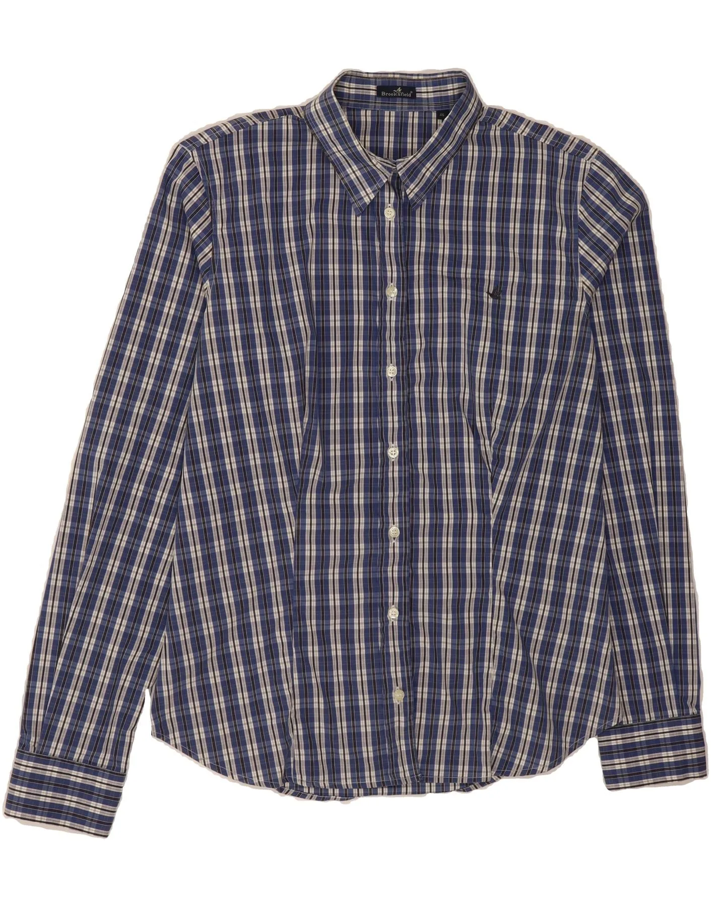 Abrasion resistant Abrasion Resistant Edging BROOKSFIELD Womens Shirt IT 46 Large Blue Check Cotton