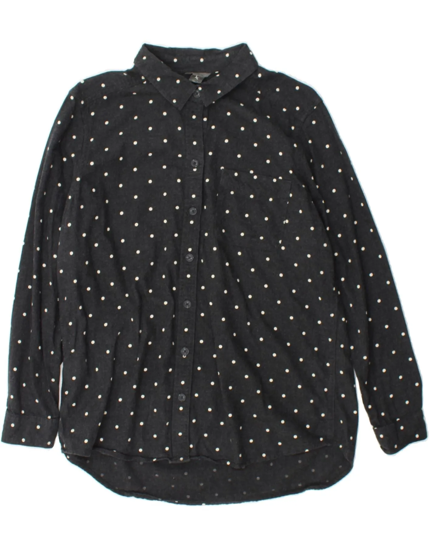 EDDIE BAUER Womens Shirt UK 16 Large Grey Polka Dot Cotton Anti Pill Technology