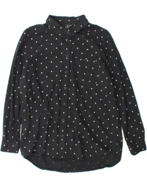 EDDIE BAUER Womens Shirt UK 16 Large Grey Polka Dot Cotton Anti Pill Technology
