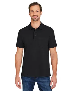 M205P - Harriton Mens Valiant Cotton Snag Protect Pocket Polo Shirt Timeless Look Tapered Armhole Design