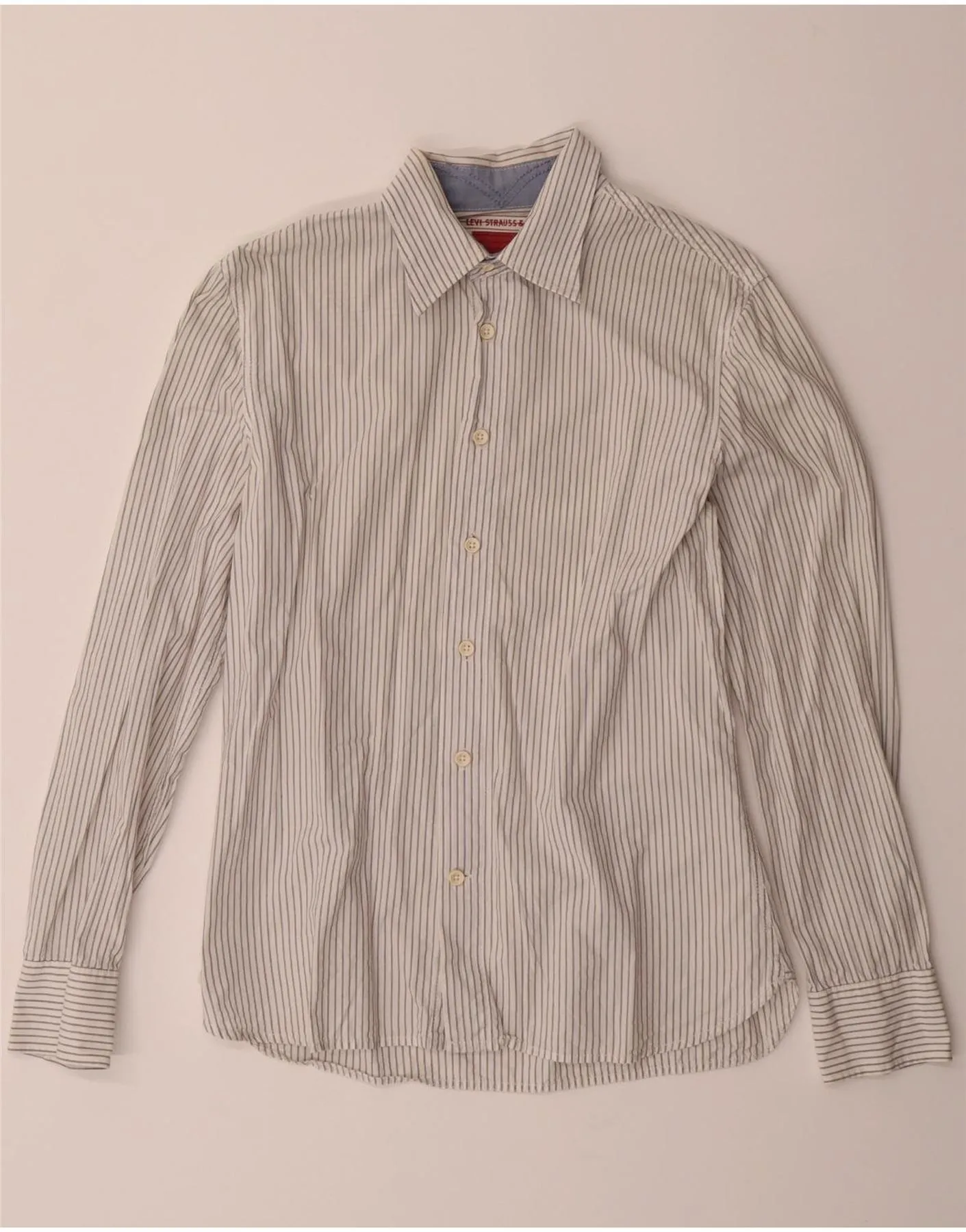 Lightweight Layer LEVI'S Mens Shirt Small Off White Striped Cotton