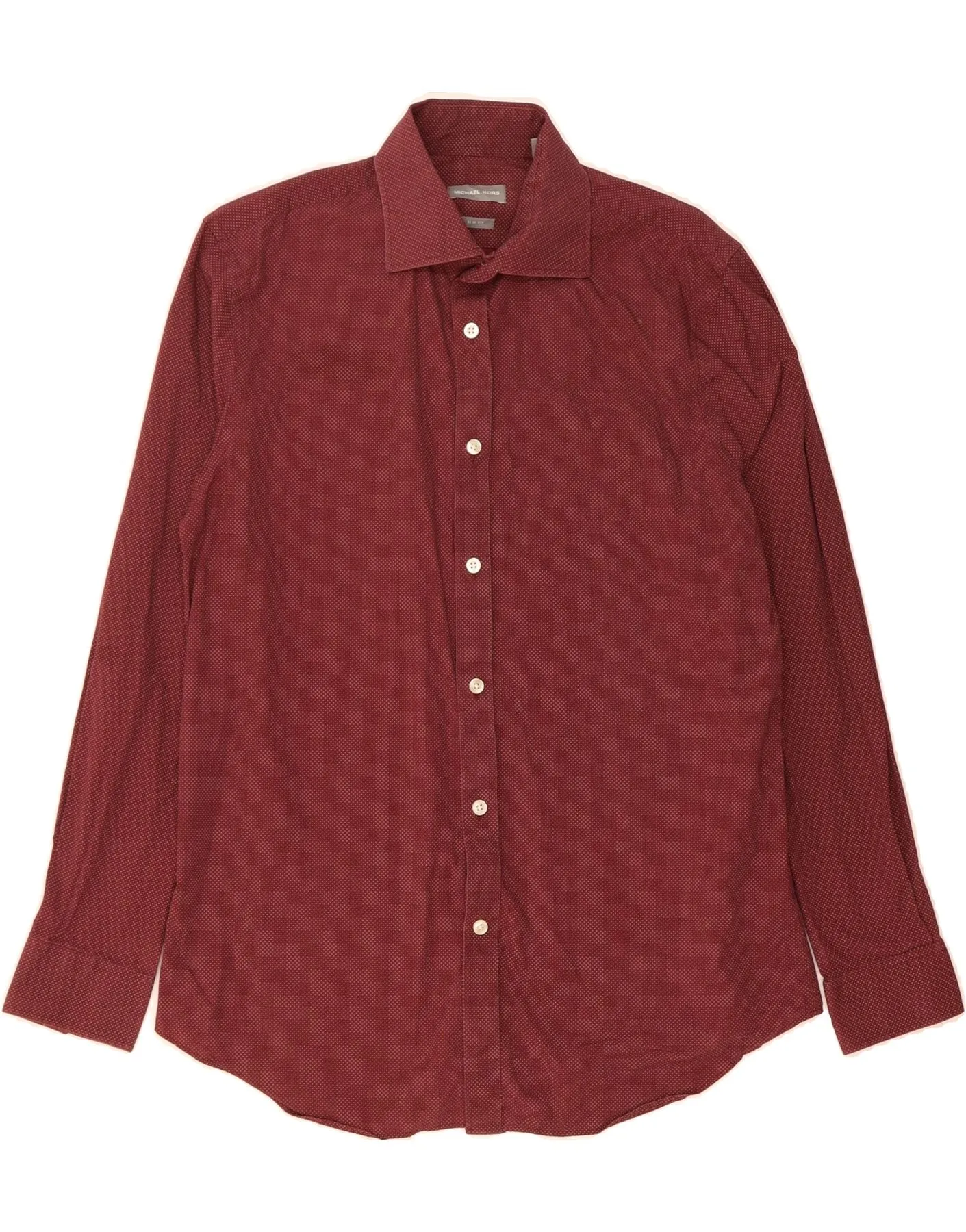 Weekend Adventure MICHAEL KORS Mens Slim Fit Shirt Size 15 1/2 Medium Burgundy Spotted