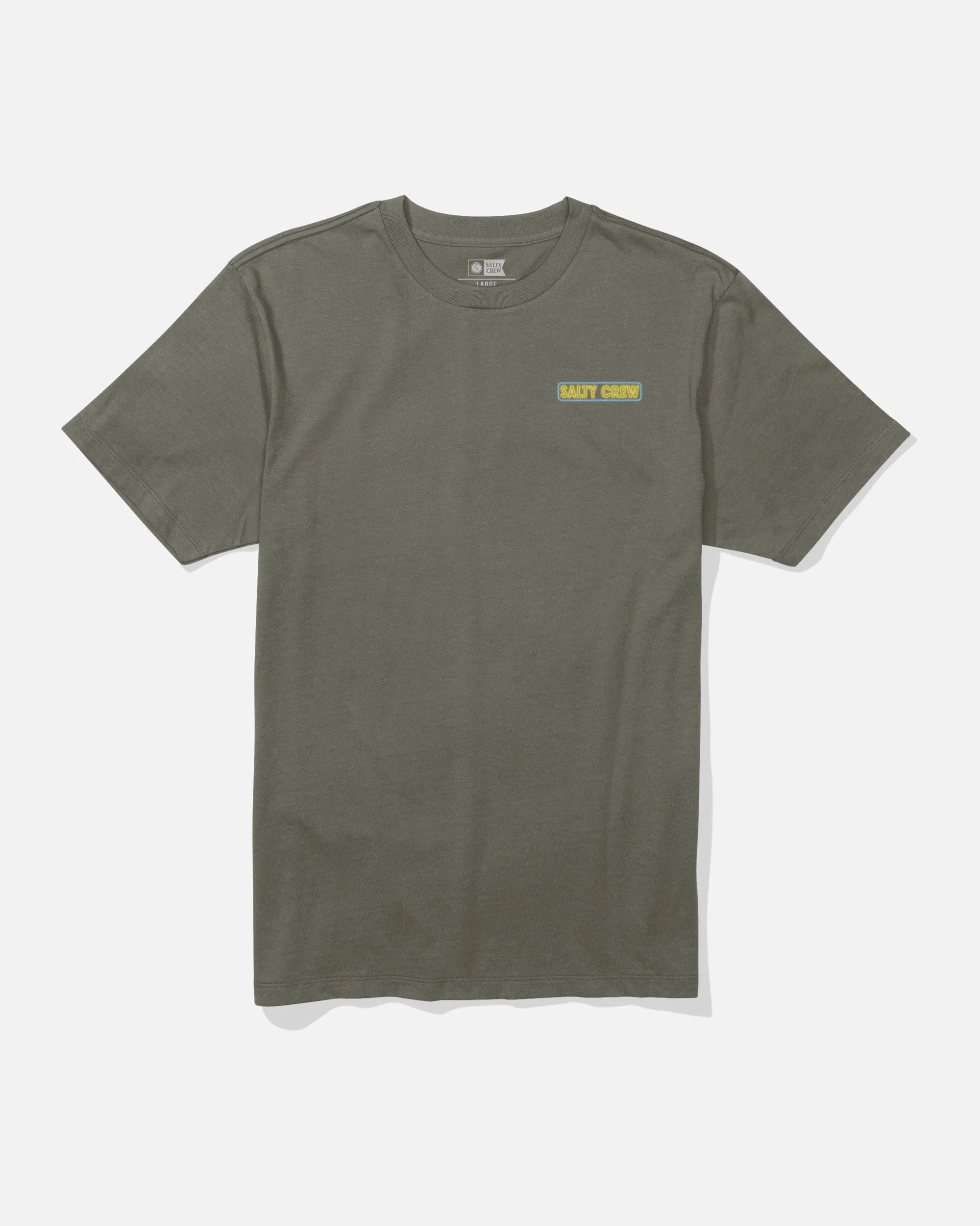 Neon Sign Tee - Dusty Olive Wicking Interlock Knit
