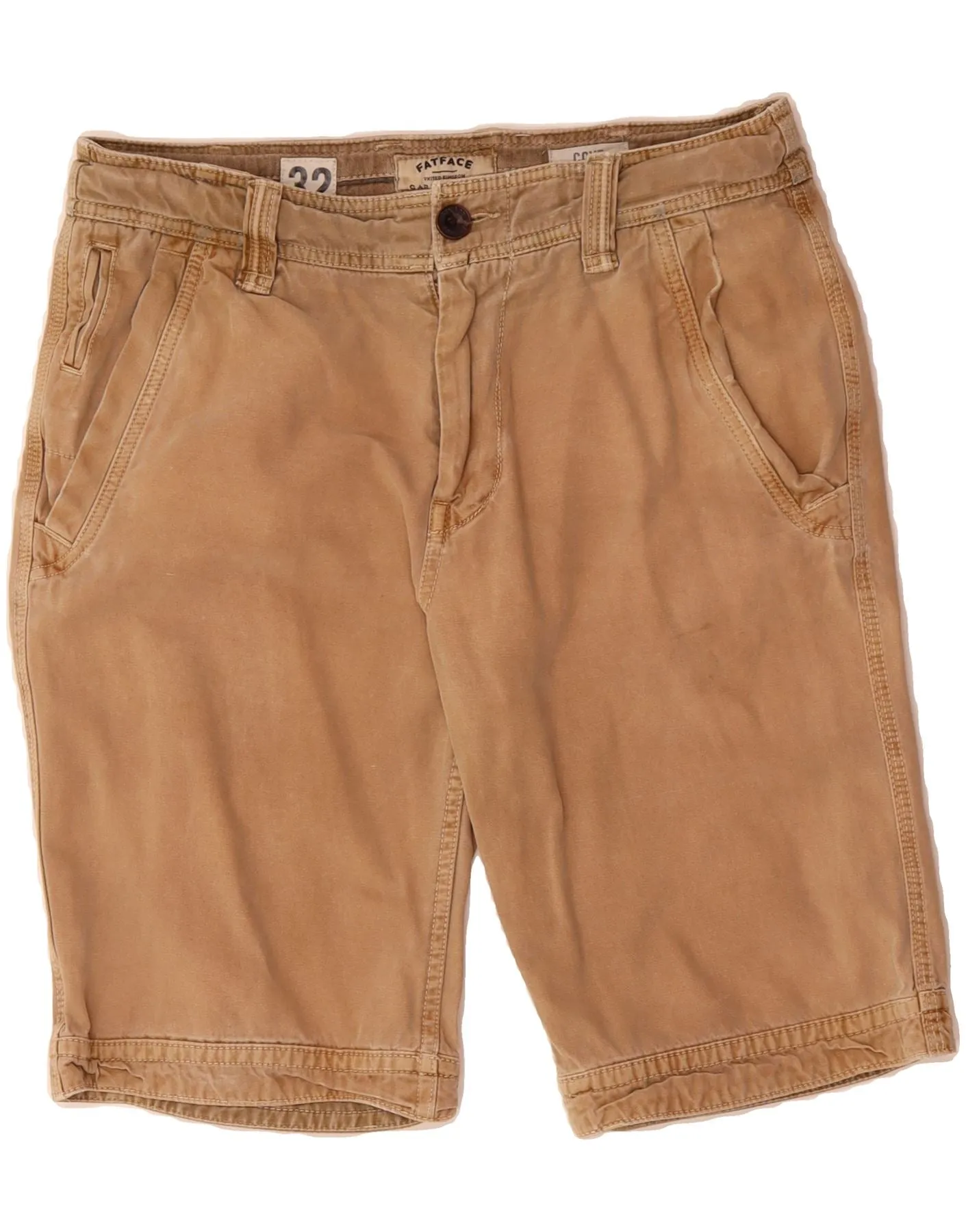 FAT FACE Mens Chino Shorts W32 Medium Brown Cotton date night look Ultra Soft Touch