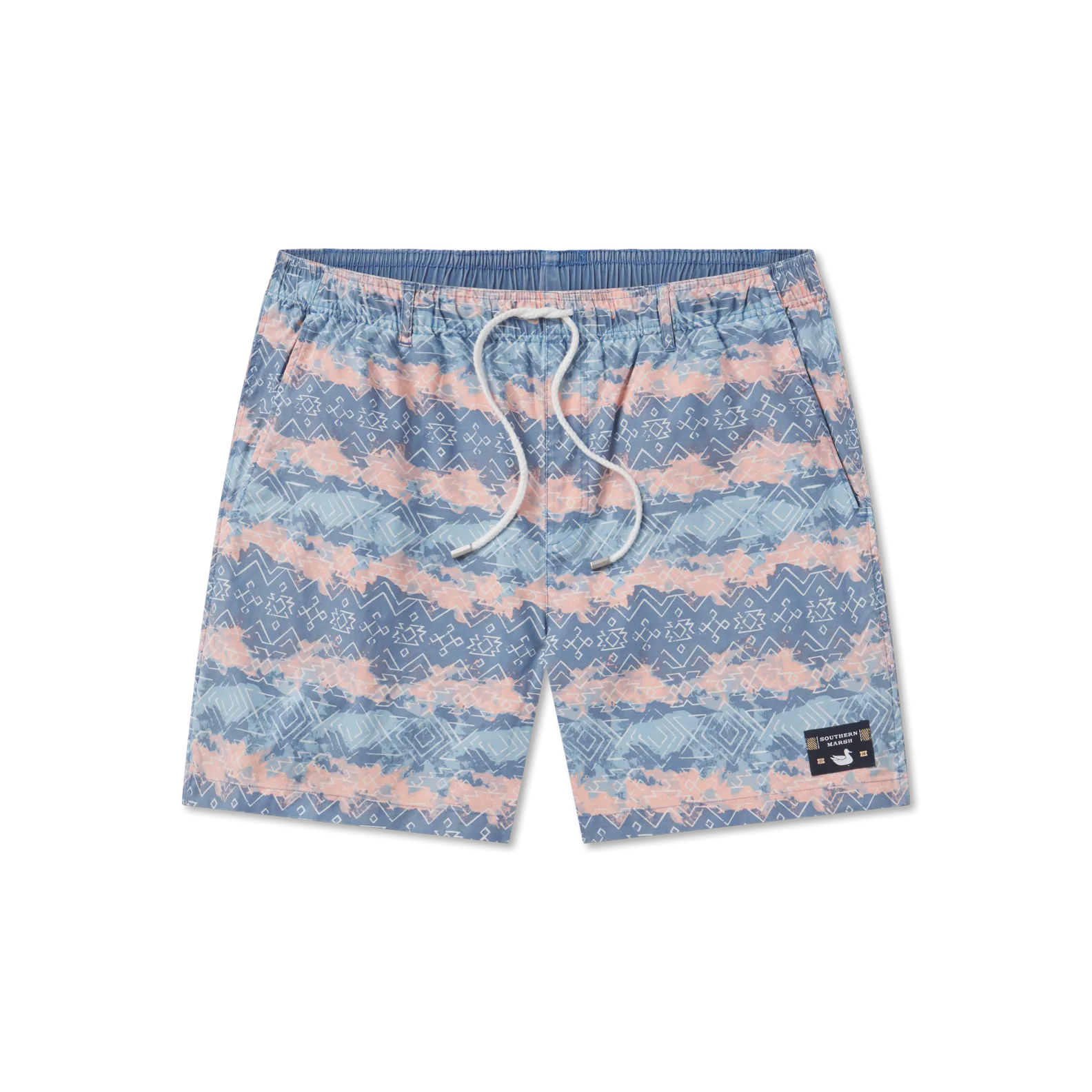 SEAWASH? Shoals Swim Trunk - Mayan Watercolor Resort Vibes Lace trim