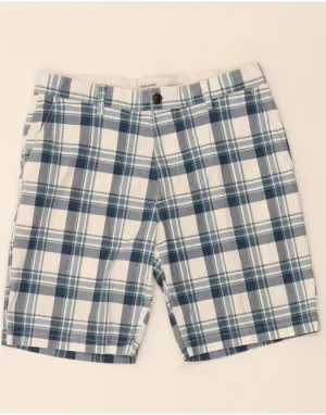 DOCKERS Mens Cargo Shorts W33 Medium Blue Check Cotton High-End Quality BreathableWebbing