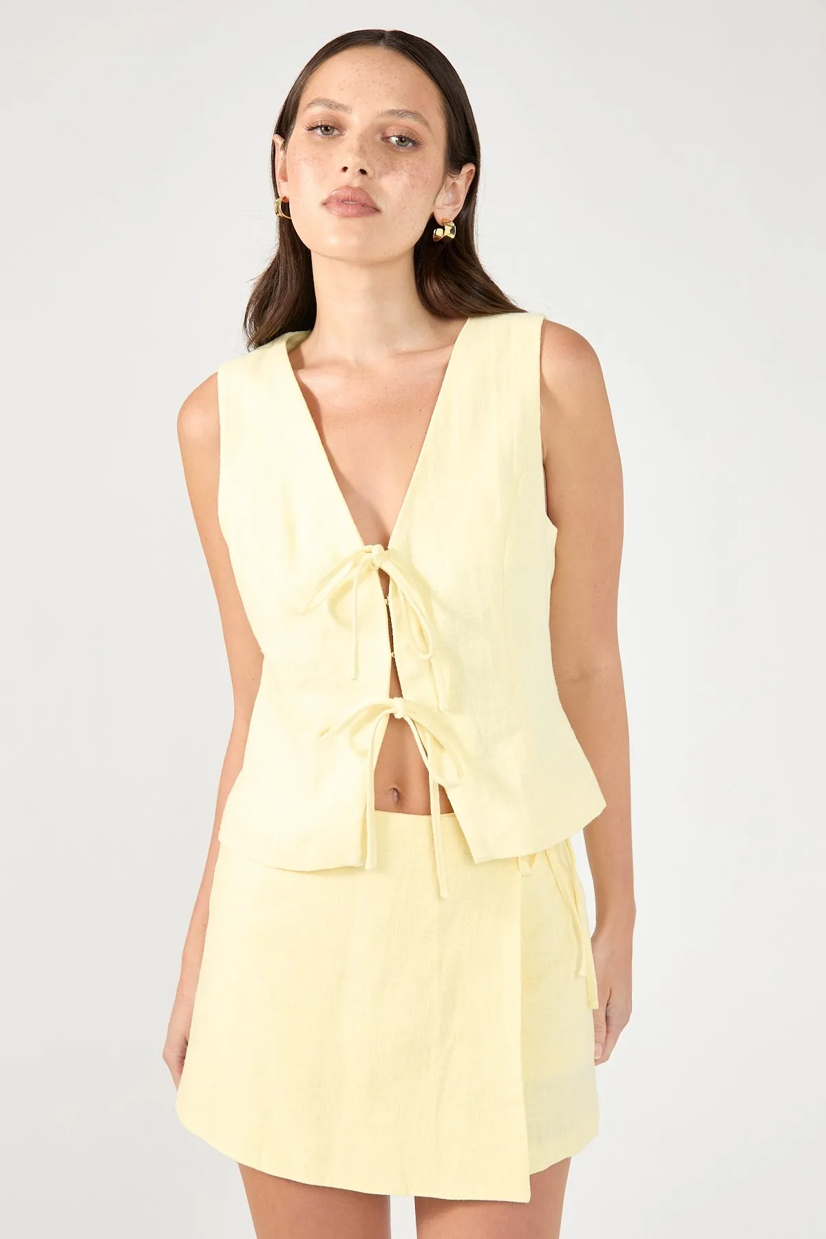Perfect Stranger Menorca Tie Up Vest Top Lemon profit without hoods