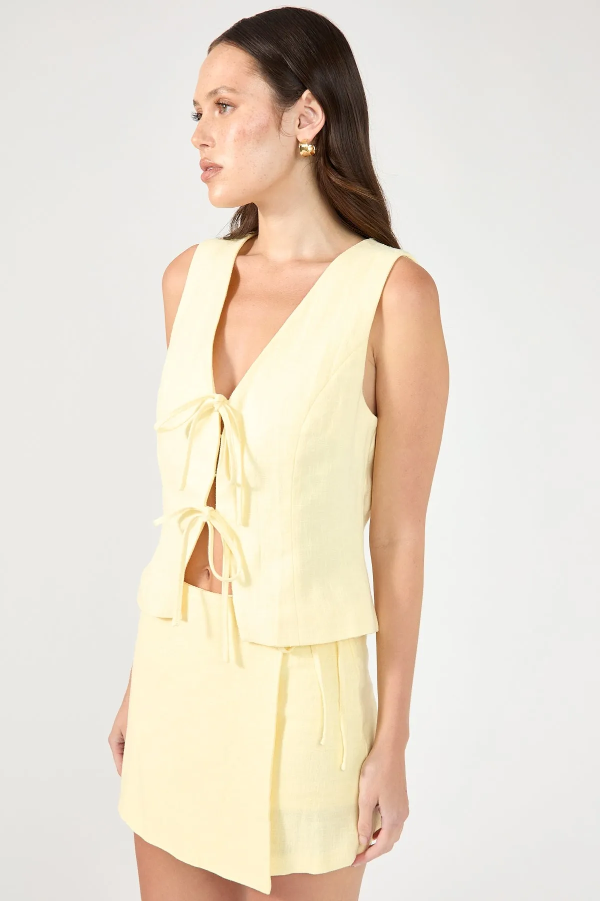 regular wear Adjustable Waistband Perfect Stranger Menorca Tie Up Vest Top Lemon