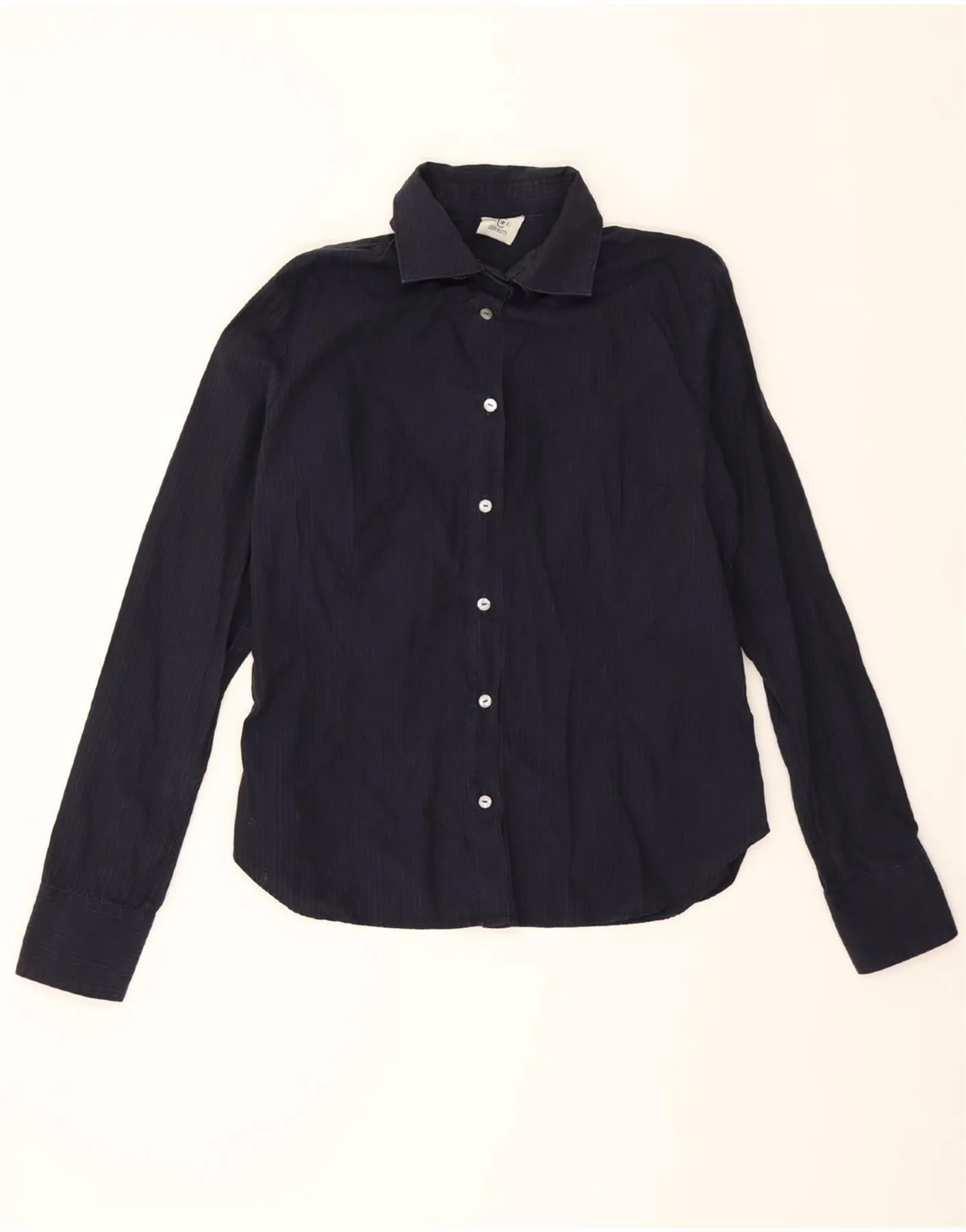 CERRUTI 1881 Womens Shirt UK 16 Large Navy Blue Pinstripe Cotton Classic Appeal