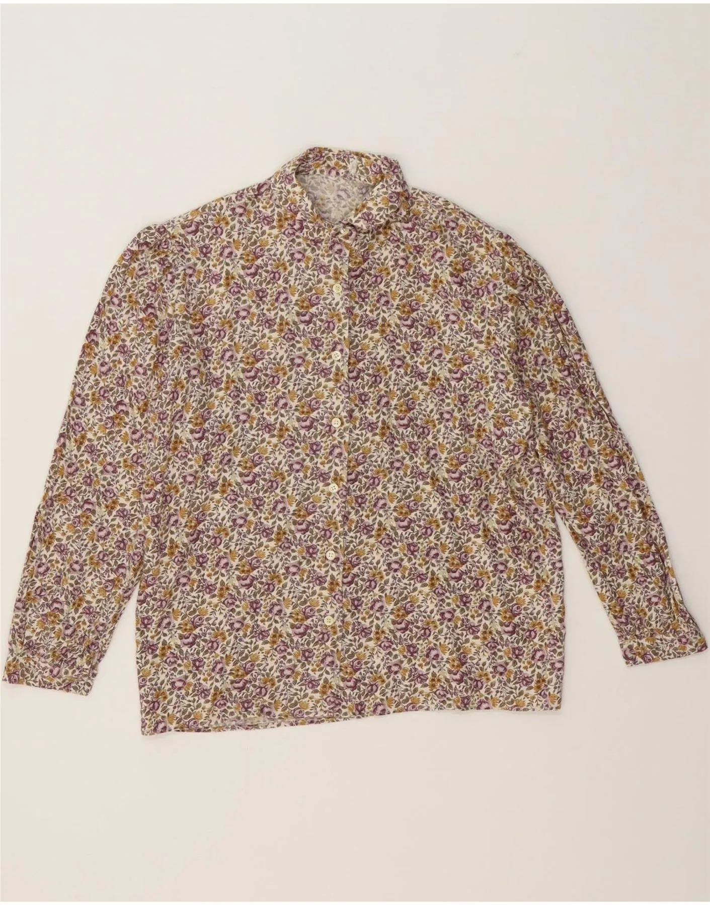 VINTAGE Womens Shirt Blouse UK 16 Large Multicoloured Floral Anti Odor Treatment Moisture Wicking Layer