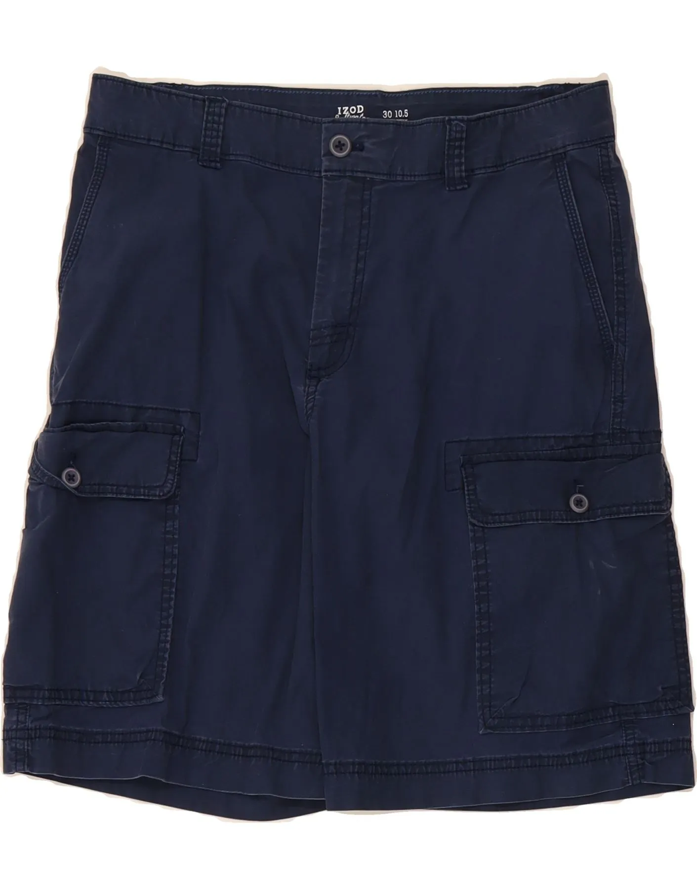 IZOD Mens Cargo Shorts W30 Medium Navy Blue Cotton All Purpose Wear Soft Stretch
