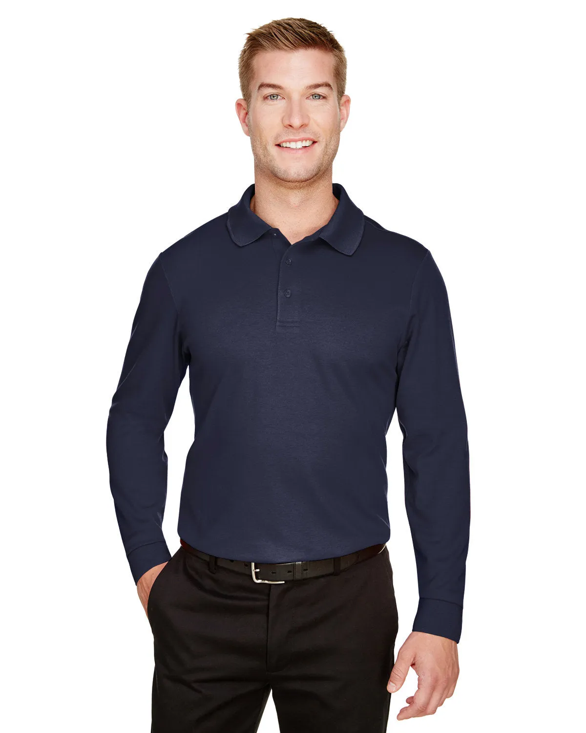 Devon & Jones DG20LT CrownLux Performance Men's Tall Plaited Long Sleeve Polo Outdoor Adventure