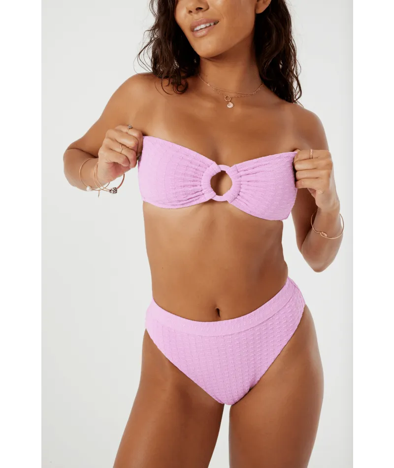 Roxy Haliewa Bandeau Bra Top-Lilac Mesh Ventilation Zones Stay-Put