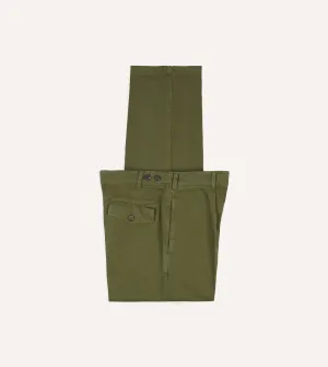 Olive Herringbone Cotton Games Trousers Smart Design Elegant Craftsmanship