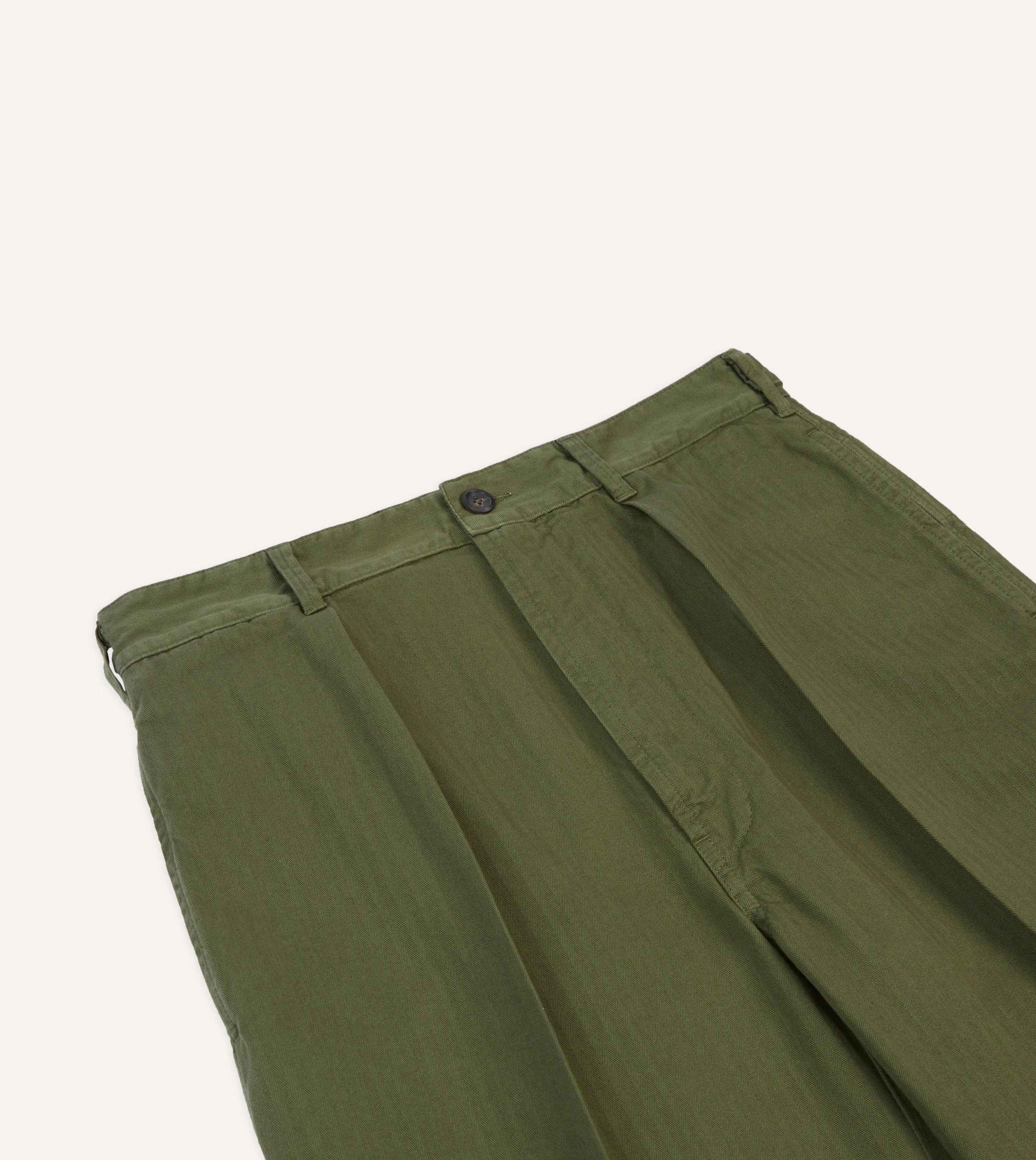 Olive Herringbone Cotton Games Trousers Fashionable Wear Timeless Work Look