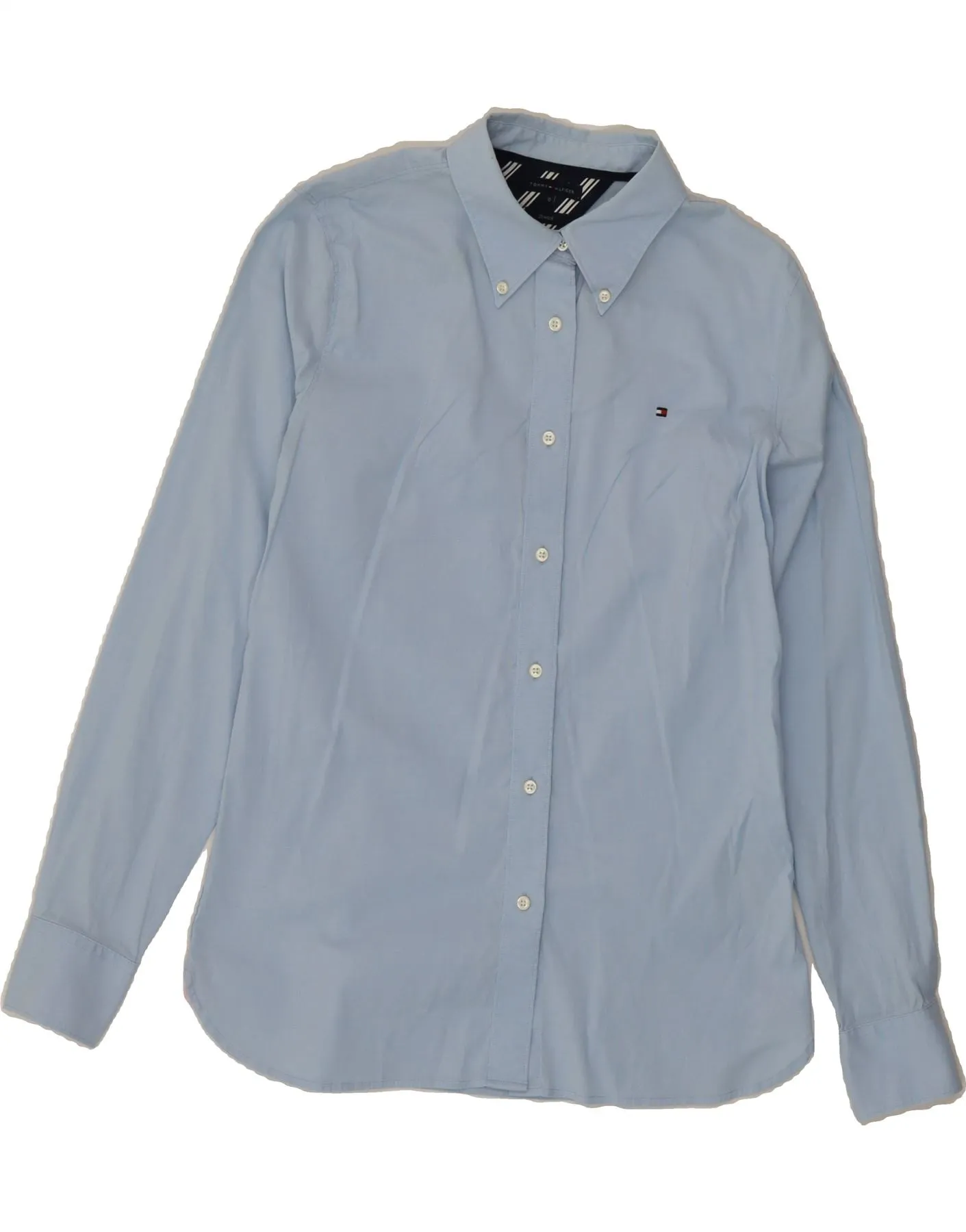 TOMMY HILFIGER Womens Shirt US 10 Large Blue Cotton Adjustable Cuff Closure