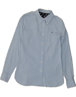 TOMMY HILFIGER Womens Shirt US 10 Large Blue Cotton Adjustable Cuff Closure
