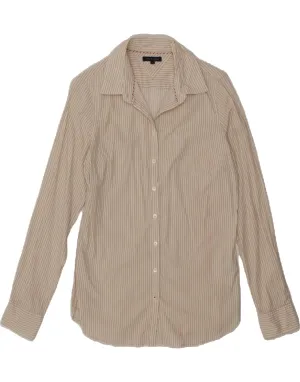 TOMMY HILFIGER Womens Shirt US 6 Medium Beige Striped Cotton Comfortable Wear Soft Texture