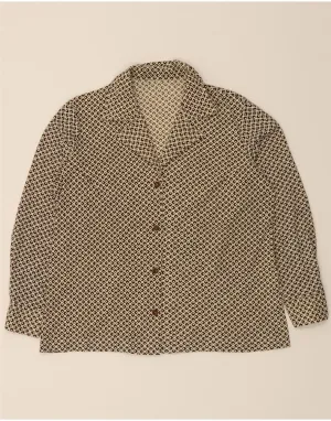VINTAGE Womens Shirt Blouse UK 16 Large Beige Geometric Durable Material