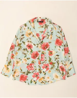 ZARA Womens Shirt Blouse UK 14 Medium Blue Floral Polyester Modern Look hypoallergenic