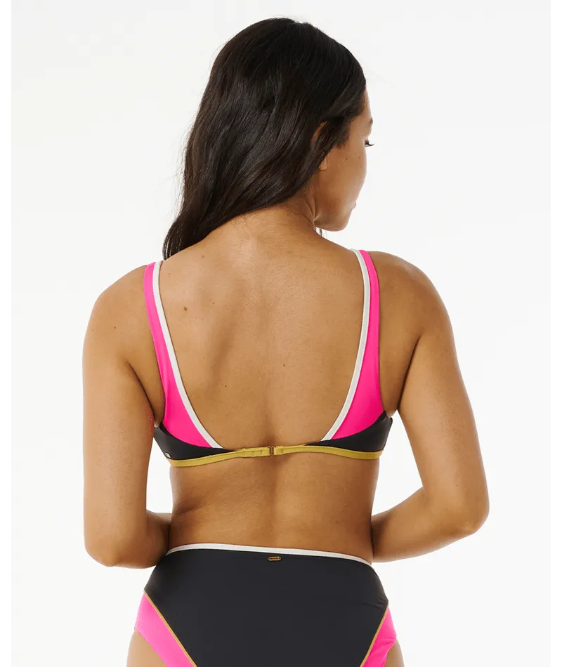 Rip Curl Hibiscus Heat Splice Crop Top-Washed Black Hypoallergenic Lining Swim Fashion