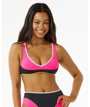 Smooth-Edges Rip Curl Hibiscus Heat Splice Crop Top-Washed Black