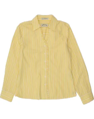 ORVIS Womens Shirt UK 10 Small Yellow Striped Cotton Relaxed Vibe